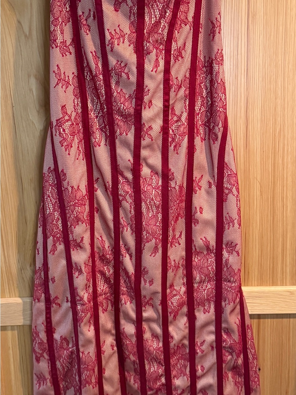 Burgundy Lace Corset Mini Dress - Lace Up Back - Size L